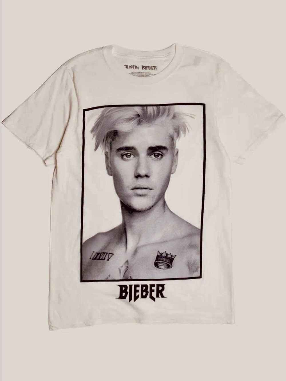 Justin Bieber Purpose Tour White Graphic Tee Mens Size M Short Sleeve T-Shirt